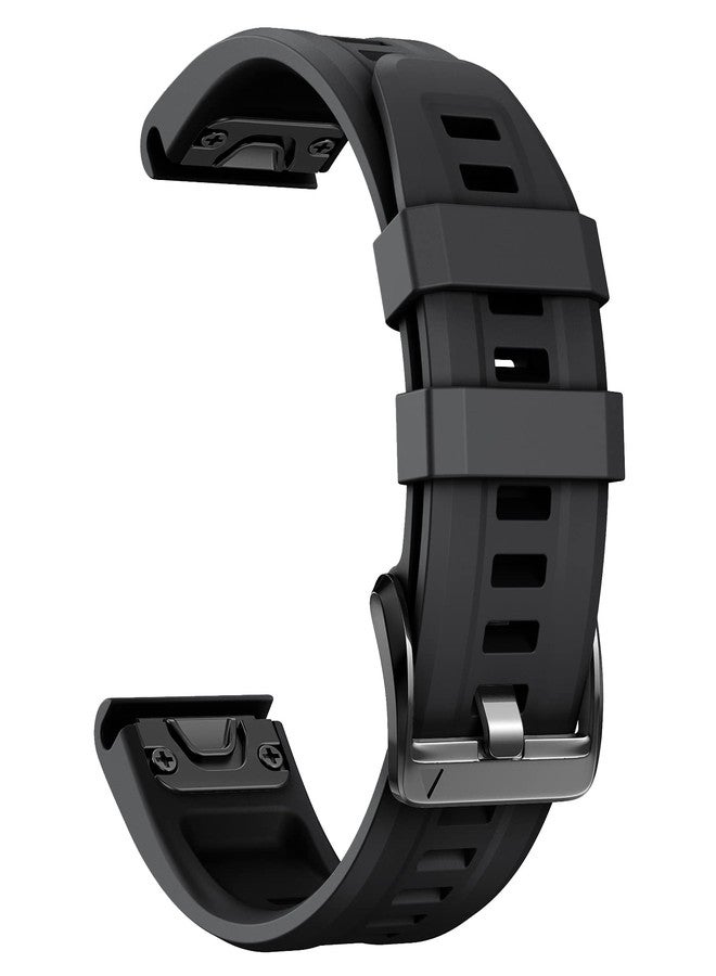 ANCOOL Compatible with Garmin Fenix 6S/5S/7S Watch Band, 20mm Soft Silicone Watch Band Replacement for Fenix 8 43mm/6S Pro/7S Pro/5S Plus Smartwatch Bands (Black) - Image 1