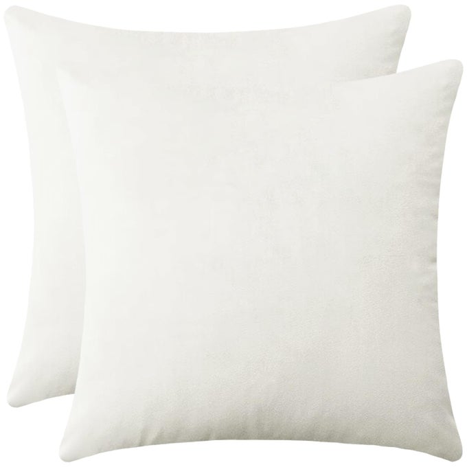 SET OF 2 SOFT VELVET THROW PILLOW COVERS DECORATIVE CUSHION CASES FOR COUCH BED AND LIVING ROOM 18X18IVORY
