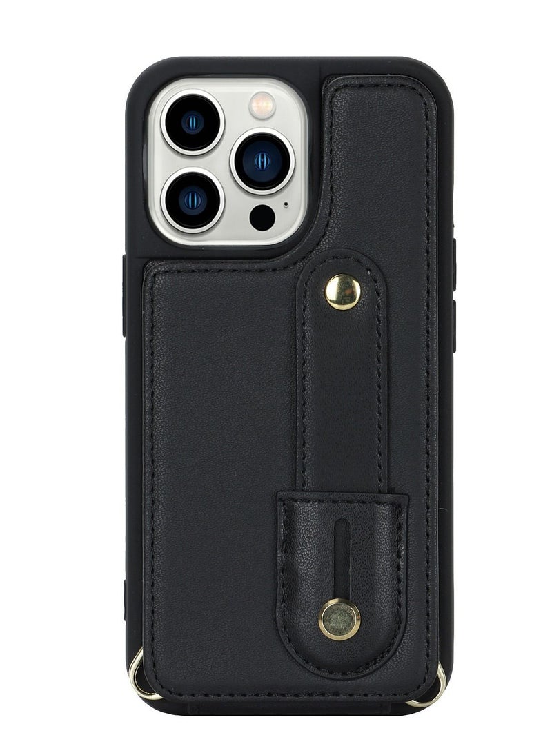 Suteni Back Cover Wristband Card Slots Leather Phone Case for iPhone - Image 1