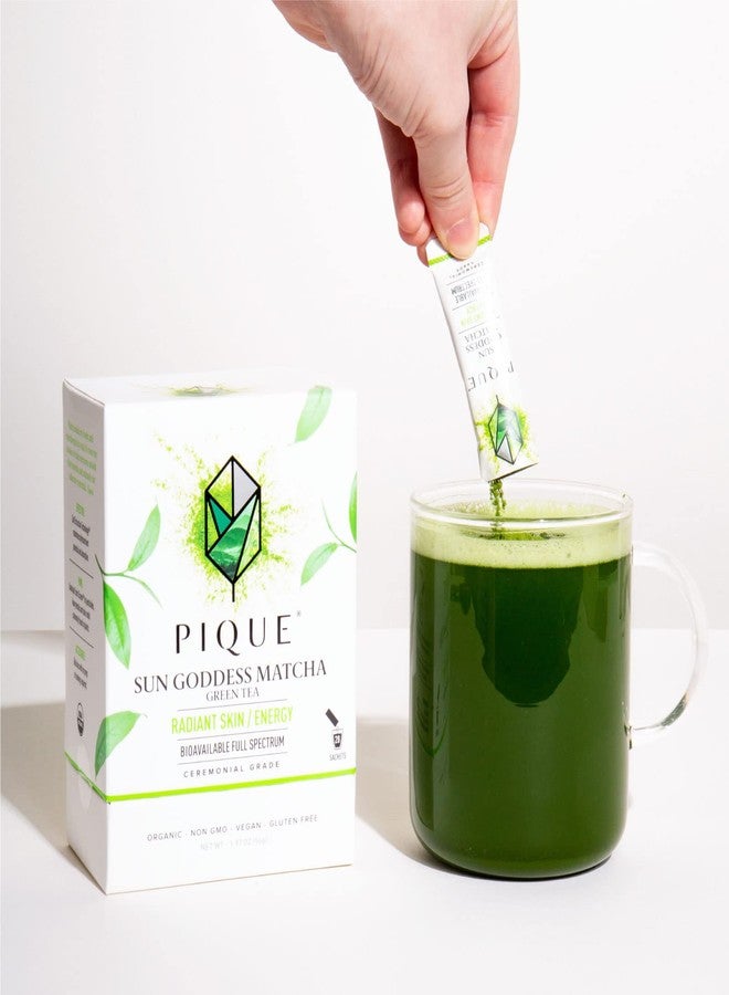 Pique Organic Sun Goddess Matcha - Ceremonial Grade Matcha Green Tea Powder, Supports Radiant Skin, Calm Energy - 28 Single Serve Sticks (Pack of 1) - Image 4