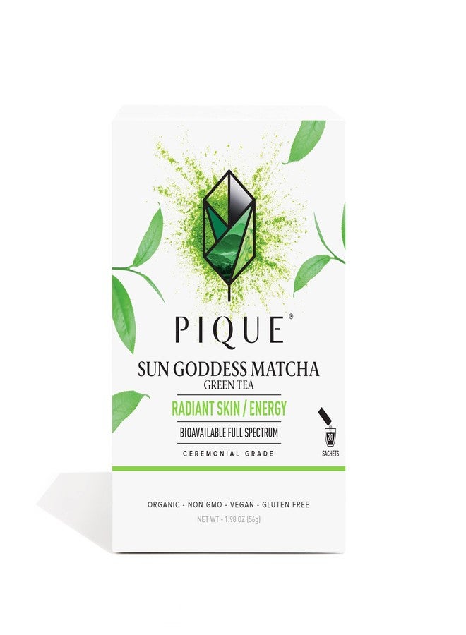 Pique Organic Sun Goddess Matcha - Ceremonial Grade Matcha Green Tea Powder, Supports Radiant Skin, Calm Energy - 28 Single Serve Sticks (Pack of 1) - Image 1