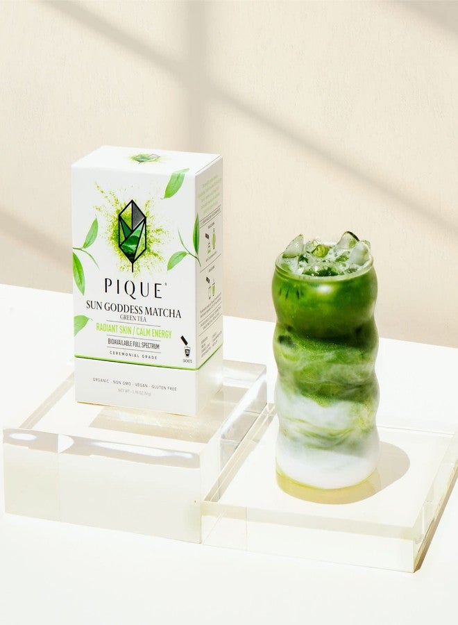 Pique Organic Sun Goddess Matcha - Ceremonial Grade Matcha Green Tea Powder, Supports Radiant Skin, Calm Energy - 28 Single Serve Sticks (Pack of 1) - Image 3