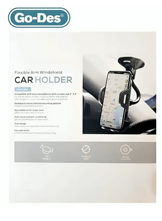 GO-DES Flexible Arm Windshield Car Holder GD-HD651 Car Phone Holder Rotating 360 Degree Long Arm Windshield Mount - Image 3