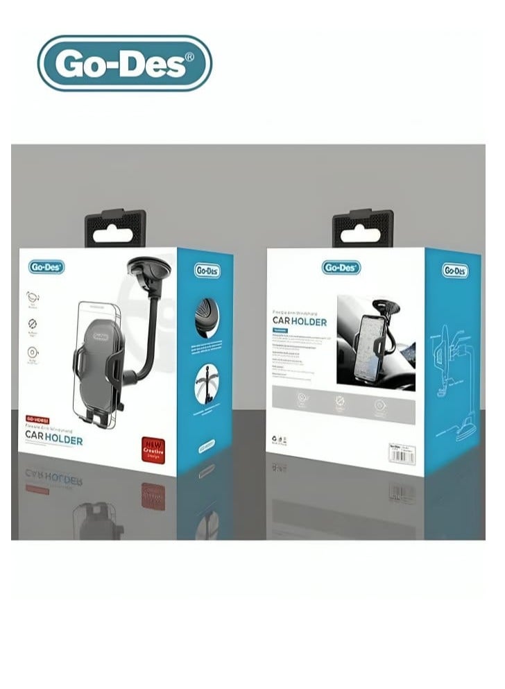 GO-DES Flexible Arm Windshield Car Holder GD-HD651 Car Phone Holder Rotating 360 Degree Long Arm Windshield Mount - Image 4