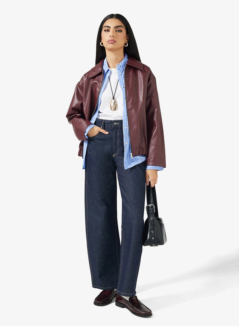 ايلا جاكيت بوكسي من جلد البولي يوريثان - Image 4