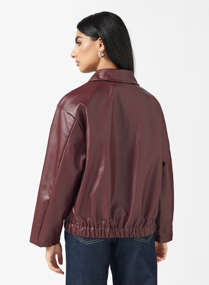 ايلا جاكيت بوكسي من جلد البولي يوريثان - Image 2