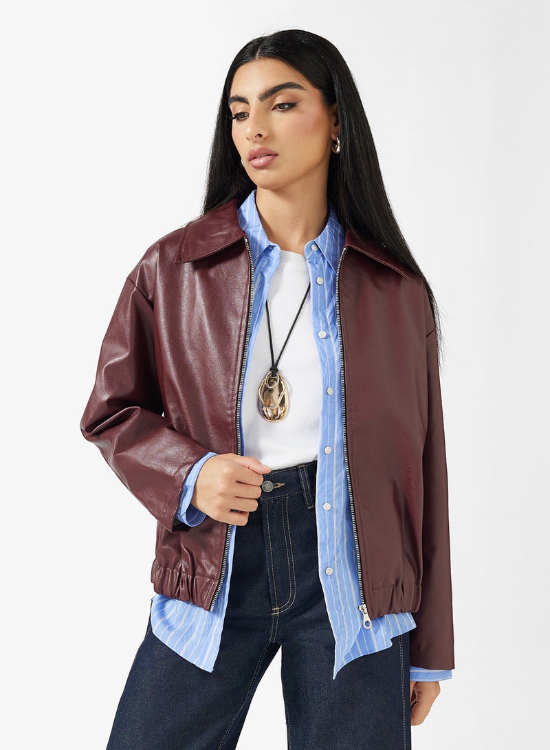 ايلا جاكيت بوكسي من جلد البولي يوريثان - Image 1