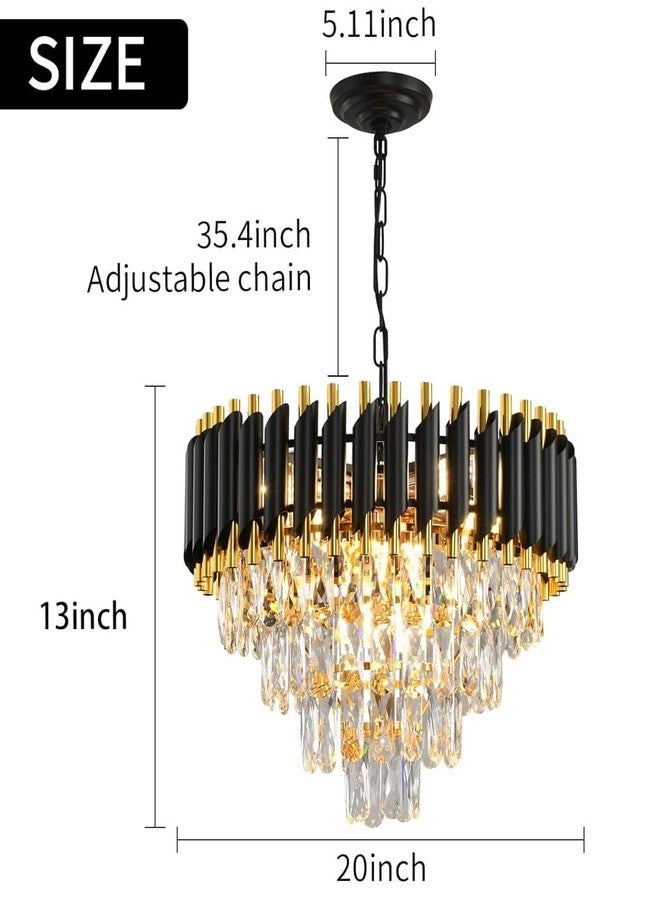 AYRIV Modern 4-Tier Crystal Chandelier with Black Gold Finish, Ceiling Light Fixture for Living Room | Chandelier for Living Room Modern Ceiling Light Jhumar 500mm - Image 2