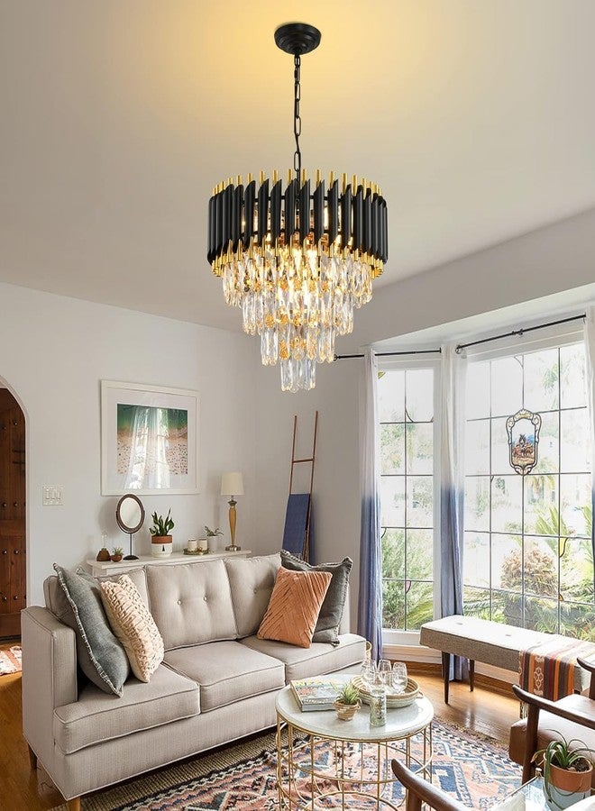 AYRIV Modern 4-Tier Crystal Chandelier with Black Gold Finish, Ceiling Light Fixture for Living Room | Chandelier for Living Room Modern Ceiling Light Jhumar 500mm - Image 3