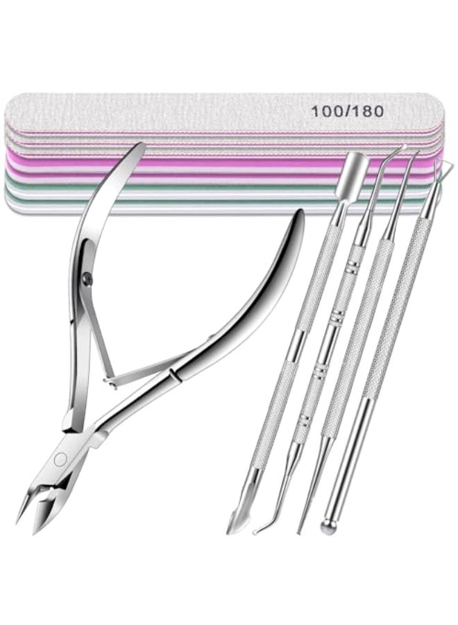 TsMADDTs Cuticle Trimmer with Ingrown Toenail Removal Kit Pusher and Files Cuticle Remover Nail Cutter Clippers for Fingernails Toenails Professional Manicure and Pedicure Tools Kit - Image 1