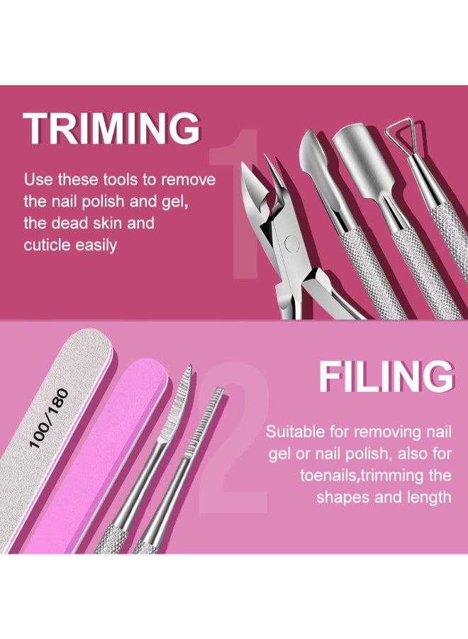 TsMADDTs Cuticle Trimmer with Ingrown Toenail Removal Kit Pusher and Files Cuticle Remover Nail Cutter Clippers for Fingernails Toenails Professional Manicure and Pedicure Tools Kit - Image 4