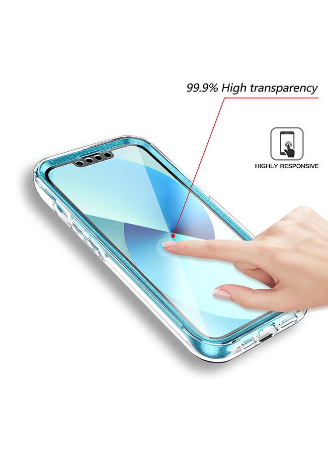 O Ozone Marble Bundle for iPhone 13 Pro Case + Air Pods 3rd Generation Case Full-Body Smooth Gloss Finish Marble Shockproof Bumper Stylish Cover (Blue)  - Image 4