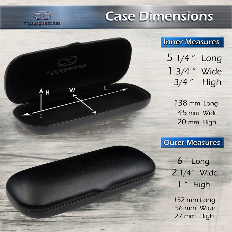 MyEyeglassCase Small Glasses Case for Men - Readers/Reading Glasses Small & Slim Case holder - Hard eyeglass case with pouch & cloth Fit frames up to 5 1/4 Long (S5 classic Black) - Image 5