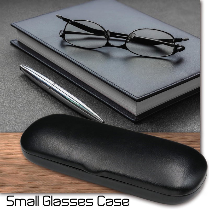 MyEyeglassCase Small Glasses Case for Men - Readers/Reading Glasses Small & Slim Case holder - Hard eyeglass case with pouch & cloth Fit frames up to 5 1/4 Long (S5 classic Black) - Image 2