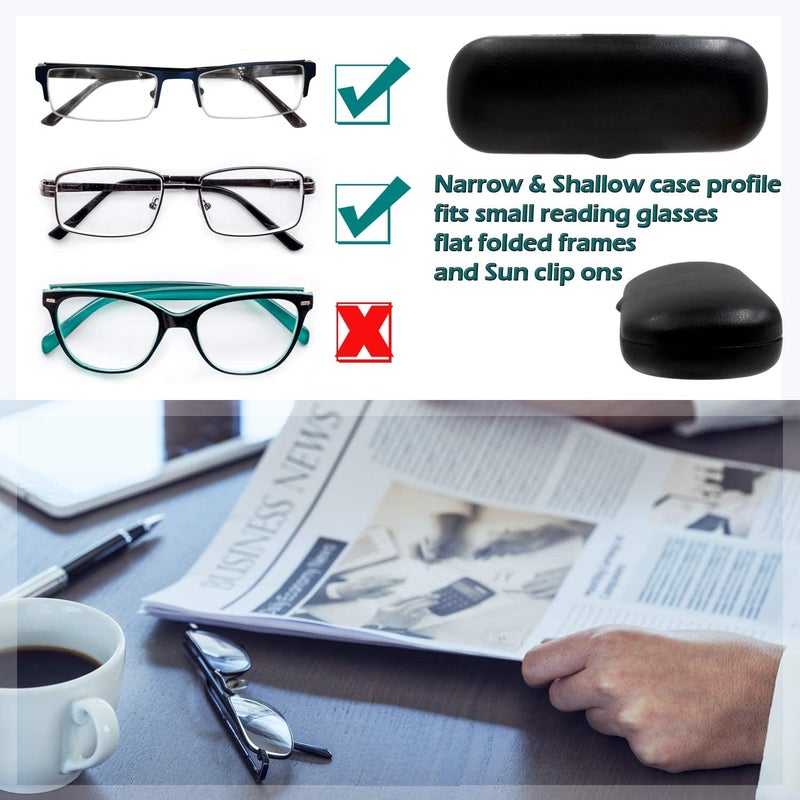 MyEyeglassCase Small Glasses Case for Men - Readers/Reading Glasses Small & Slim Case holder - Hard eyeglass case with pouch & cloth Fit frames up to 5 1/4 Long (S5 classic Black) - Image 4