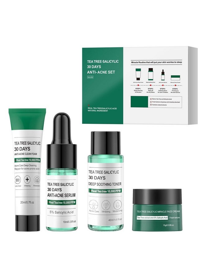 YAFUSIPE Tea Tree Salicylic Acid Facial Skin Care Set, Travel Size Gift Set Cystic Hormonal Acne Treatment Face Wash Cleanser, Facial Toner Cream Moisturizer Travel Essentials for Pimple Adult Oil Control Kit - Image 5