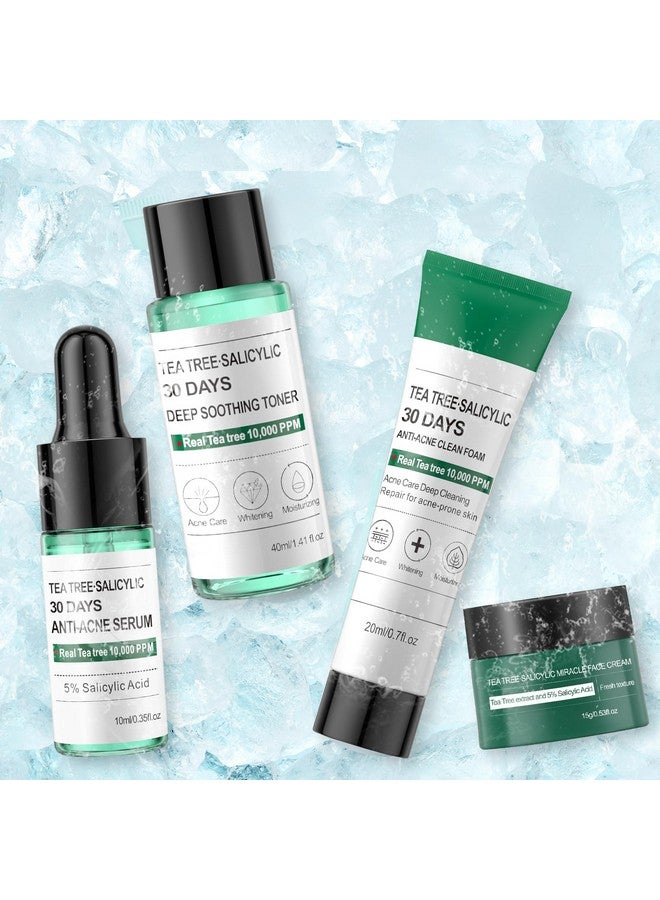 YAFUSIPE Tea Tree Salicylic Acid Facial Skin Care Set, Travel Size Gift Set Cystic Hormonal Acne Treatment Face Wash Cleanser, Facial Toner Cream Moisturizer Travel Essentials for Pimple Adult Oil Control Kit - Image 3