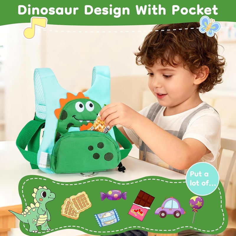 Dr.Meter 3 in 1 Toddler Harness Leash + 8.2ft Anti Lost Wrist Link, Cute Dinosaur Kids Safety Harness Tether with Key Lock, Child Protective Leashes While Walking for Outdoor Activity Keep Kids Close - Image 2