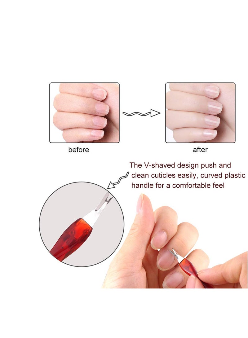 Zikra Premium Cuticle Trimmer Pusher, Plastic Handle Dead Skin Fork for Manicure/Pedicure, Cuticle Knife Remover with Stainless Steel V-Shaped Fork (Brown and Pink) 6 PCS - Image 3