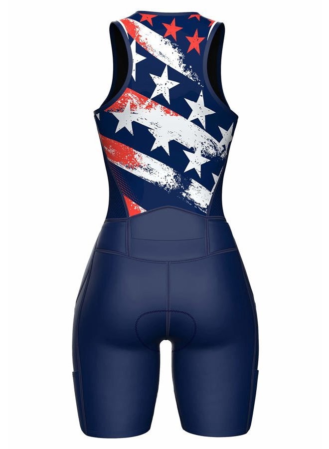 sparx Sports Women Triathlon Suit Tri Short Racing Cycling Swim Run, Navy Blue, M - Image 4