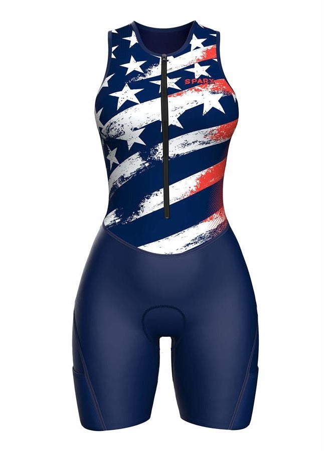 sparx Sports Women Triathlon Suit Tri Short Racing Cycling Swim Run, Navy Blue, M - Image 2