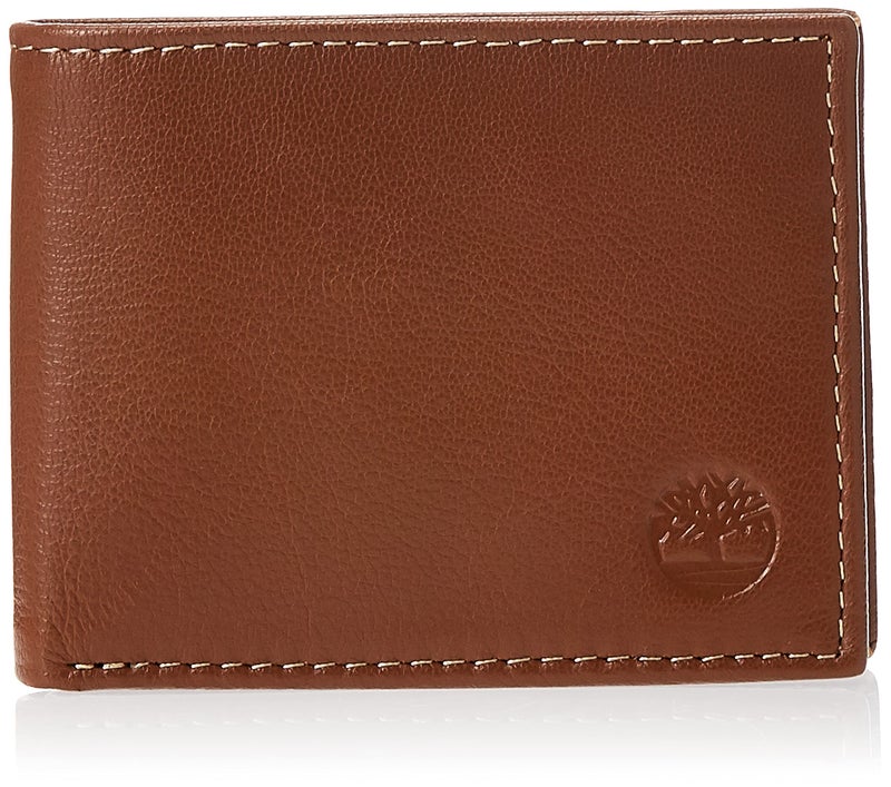 Timberland Men's Blix Slimfold Leather Wallet, Tan, One Size - Image 1