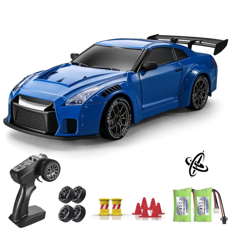ACAMMZAR RC Drift Car Pro Upgraded with Gyro 124 Full Proportional Remote Control Car 25KMH 4WD High Speed RC Cars with Lights Extra Racing Tires Vehicle for Adults Kids Boys Girls Blue - Image 3