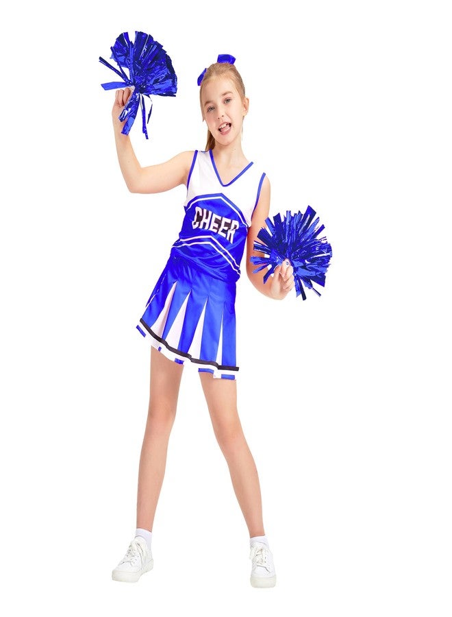 Danzcue Cheerleader Costume for Girls, Cheerleader Outfit for Girls, Blue, Medium - Image 4