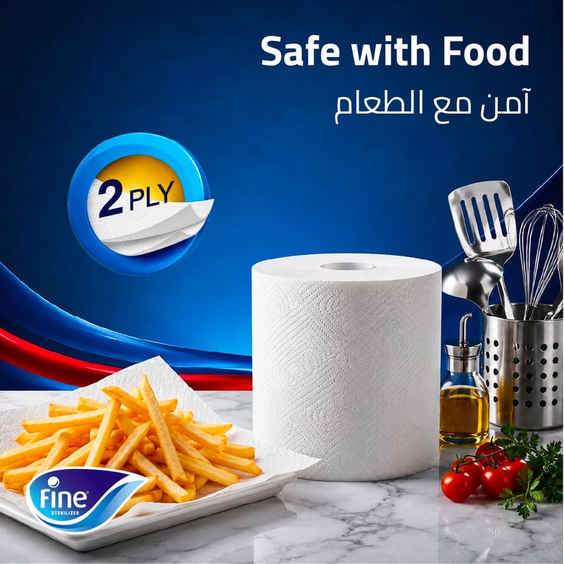 Fine Kitchen Paper Towel Roll 2 Ply 480 Sheets - Image 4
