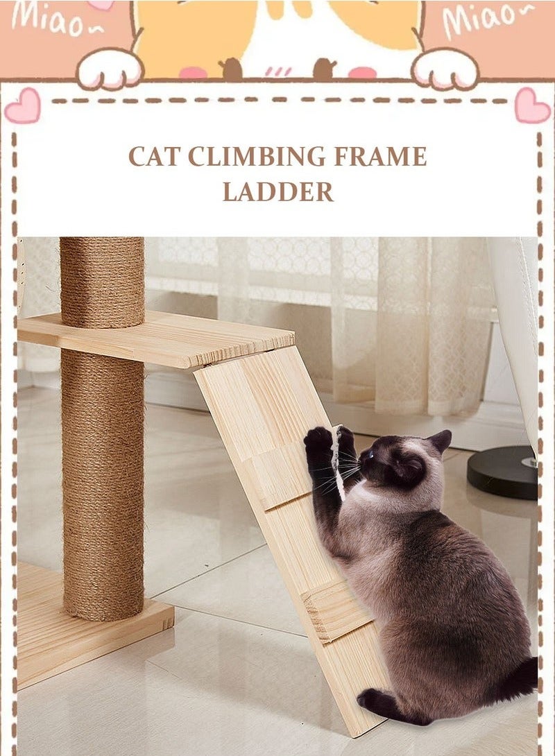 XiuWoo Solid Wood Cat Tree Cat Tower Cat Climbing Frame Cat Roller Toys Pet Supplies - Image 5