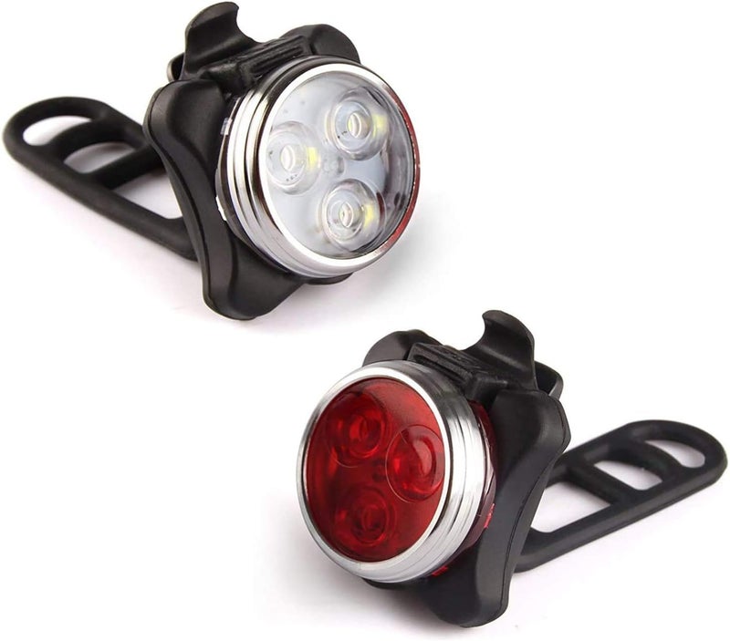 Topcom USB Rechargeable Bike Light Set, Super Bright, Bike Lights Front and Back, Waterproof, 4 Light Modes (2 Cables, 2 Straps). - Image 1