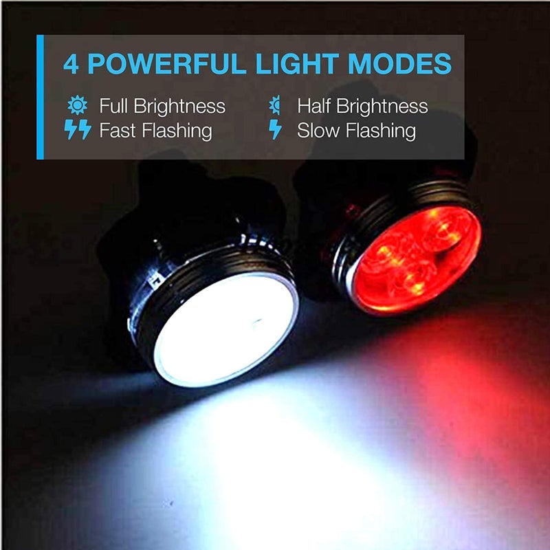 Topcom USB Rechargeable Bike Light Set, Super Bright, Bike Lights Front and Back, Waterproof, 4 Light Modes (2 Cables, 2 Straps). - Image 2