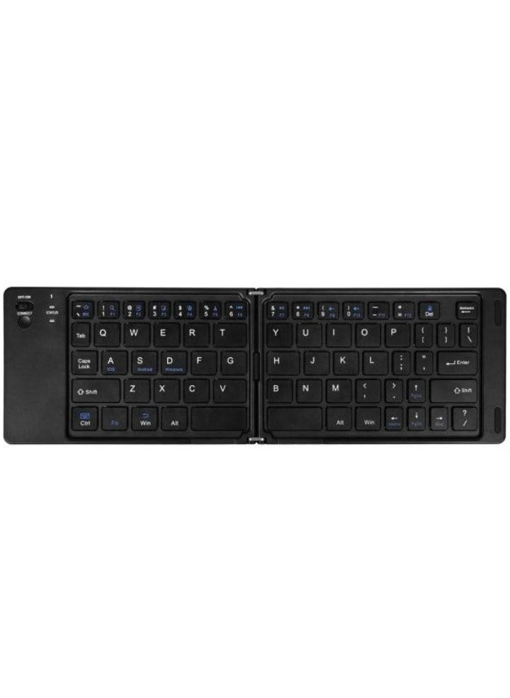 إلترازون B028 Two-Fold Portable Mini Bluetooth Keyboard – Foldable, Lightweight Wireless Keypad with Rechargeable Battery & Charging Indicator | Quiet Typing | Universal Compatibility with Android, iOS & Windows | Compact Office & Travel Keyboard | Color: Black  - Image 1