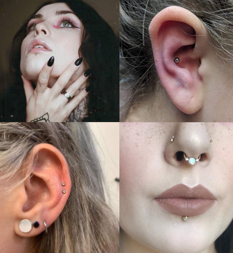 Masedy 16Pcs 16G 316L Stainless Steel CZ Labret Monroe Lip Rings Cartilage Helix Tragus Nose Piercing 6-8MM (D: 28Pcs 8MM) - Image 2