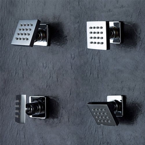 iOrange 6 Pcs Bathroom Water Saving Shower Square Solid Brass Body Sprays Massage With Chrome Finish Spa Jets Sets In Wall Shower Accessories - Image 3
