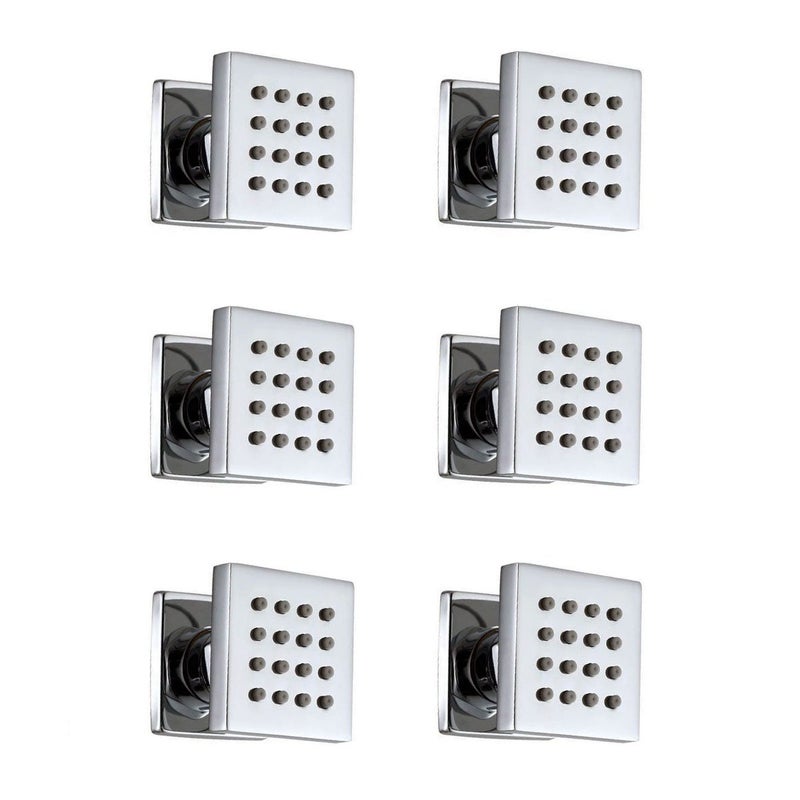 iOrange 6 Pcs Bathroom Water Saving Shower Square Solid Brass Body Sprays Massage With Chrome Finish Spa Jets Sets In Wall Shower Accessories - Image 1