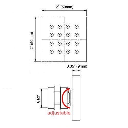iOrange 6 Pcs Bathroom Water Saving Shower Square Solid Brass Body Sprays Massage With Chrome Finish Spa Jets Sets In Wall Shower Accessories - Image 5