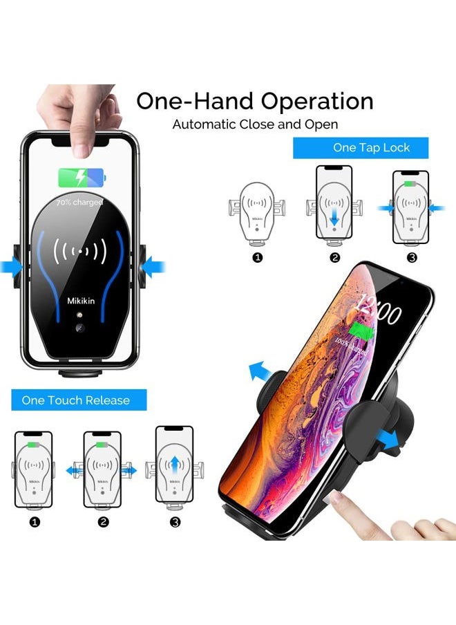 Mikikin Wireless Car Charger, Auto-Clamping Car Phone Holder Mount 10W Fast Charging Air Vent Car Charger Compatible with iPhone 16 15 14 13 12 11 Pro Max Mini XR XS X, Samsung Galaxy S24 Ultra S23 S22 S21+  - Image 3