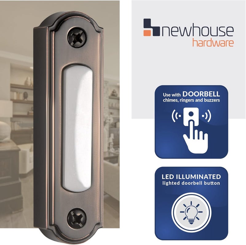Newhouse Hardware 726843020509، زر جرس باب معدني مضيء بتقنية LED، لون برونز مطفي بالزيت، رقم المنتج: BT5ORBL - Image 2