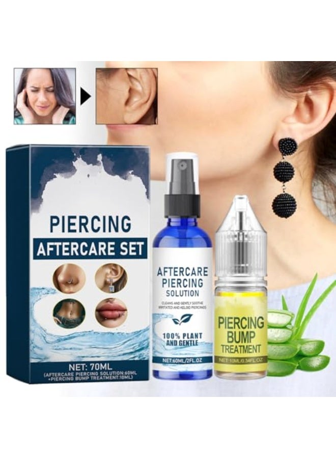 OUHOE Piercing Aftercare Set, Aftercare Piercing Solution & Piercing Bump Smoothing Liquid, Ear Piercing Care Cleaning Tool, Cleansing Treatment, Soothing Mist, Prevention of infection, Relieve pain - Image 2