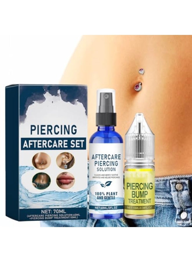 OUHOE Piercing Aftercare Set, Aftercare Piercing Solution & Piercing Bump Smoothing Liquid, Ear Piercing Care Cleaning Tool, Cleansing Treatment, Soothing Mist, Prevention of infection, Relieve pain - Image 4
