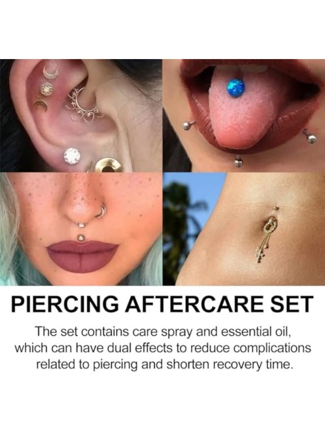 OUHOE Piercing Aftercare Set, Aftercare Piercing Solution & Piercing Bump Smoothing Liquid, Ear Piercing Care Cleaning Tool, Cleansing Treatment, Soothing Mist, Prevention of infection, Relieve pain - Image 3