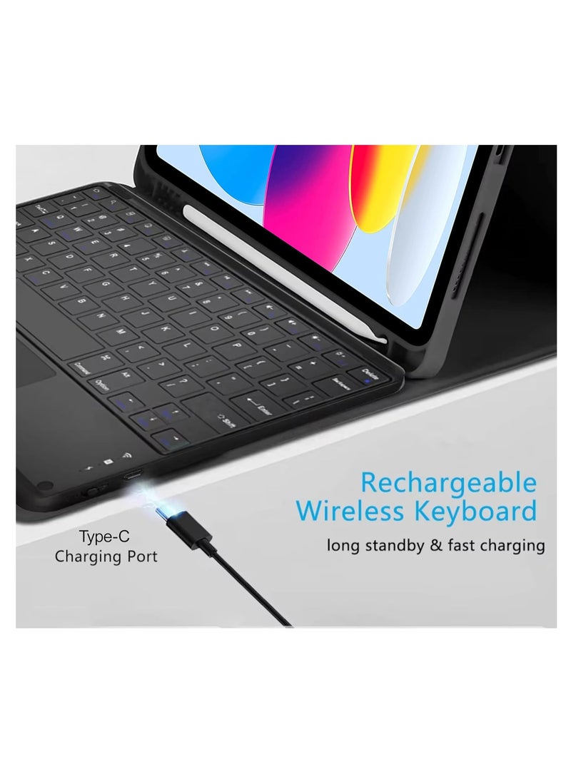 Generic - Keyboard Case for iPad Air 11 inch 2024, Case with Pen Slot, Touch Keyboard ,Bluetooth Keyboard,Arabic and English Black - Image 1