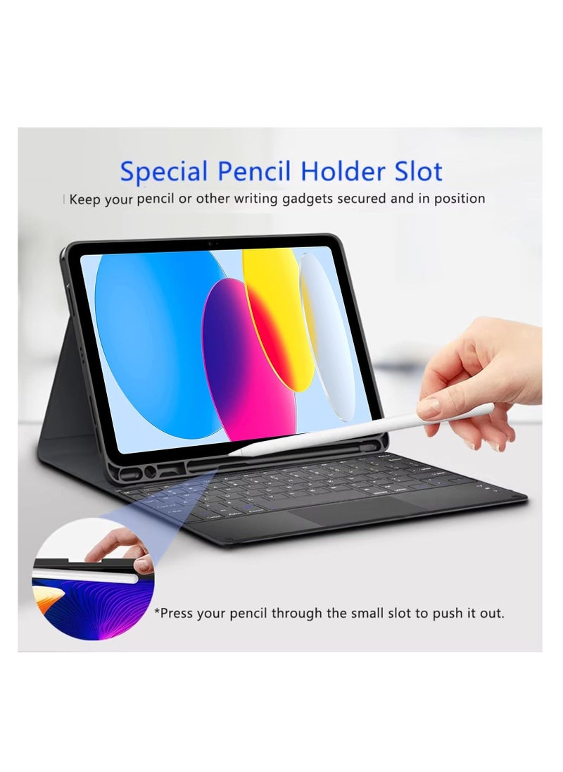 Generic - Keyboard Case for iPad Air 11 inch 2024, Case with Pen Slot, Touch Keyboard ,Bluetooth Keyboard,Arabic and English Black - Image 1