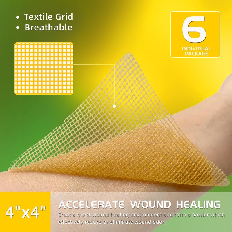 POLYNEW Manuka Honey Gauze Dressing 6 Individual Pack 4x4 Patches Manuka Honey Wound Care Gauze for Cuts Scald and Burns for Wound Healing Dressing - Image 3