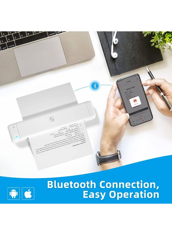 HPRT MT800Q A4 Portable Thermal Transfer Printer Wireless&USB Connect with Mobile Computer for Office School Car Travel Printer with 1pc Ribbon Roll Compatible with Windows System Inkless Printing - Image 5