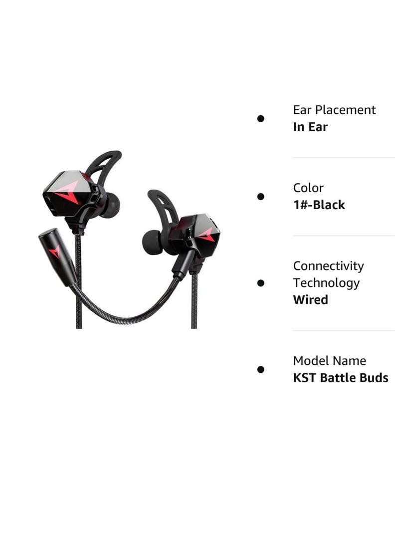 Generic - Wired Earbuds with Microphone, Battle Buds Wired Gaming Earbuds with Dual Microphone, Volume Control, Gaming Headset with Mic, Gaming Earphones Wired for Mobile Gaming, Switch, Xbox One, PS4, PS5, PC - Image 1