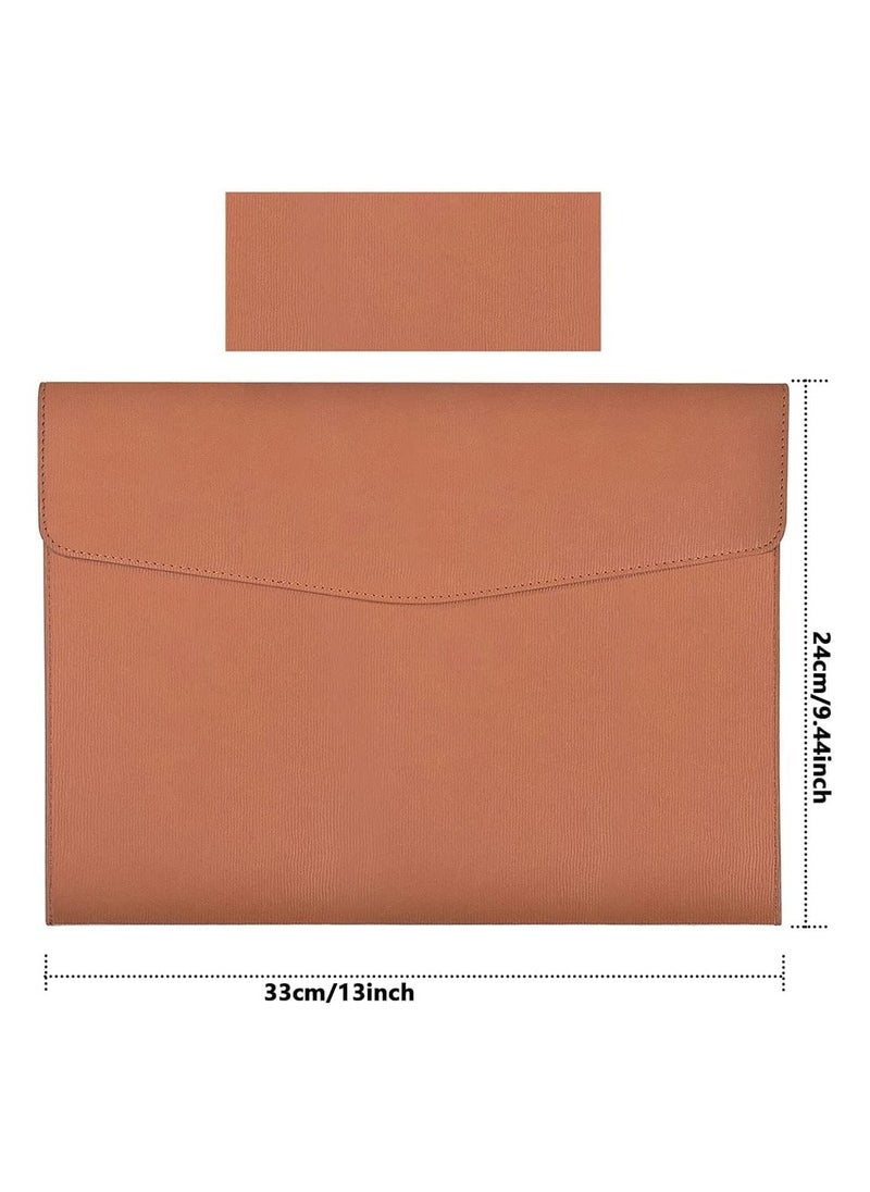 KASTWAVE - Files Wallets, A4 Popper Wallet Leather File Document Folder Paper Storage Bag Portable Document Organizer Waterproof Document Wallet for Travel Meeting Business Office (Brown) - Image 1
