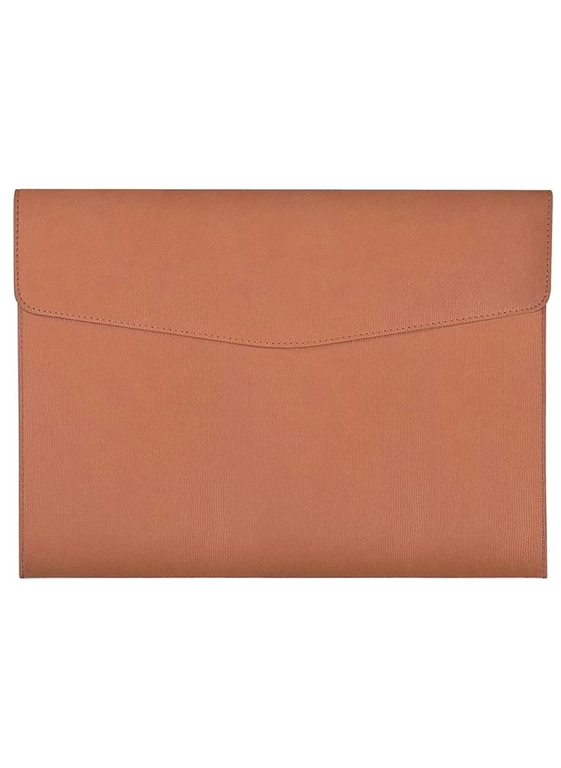 KASTWAVE - Files Wallets, A4 Popper Wallet Leather File Document Folder Paper Storage Bag Portable Document Organizer Waterproof Document Wallet for Travel Meeting Business Office (Brown) - Image 1