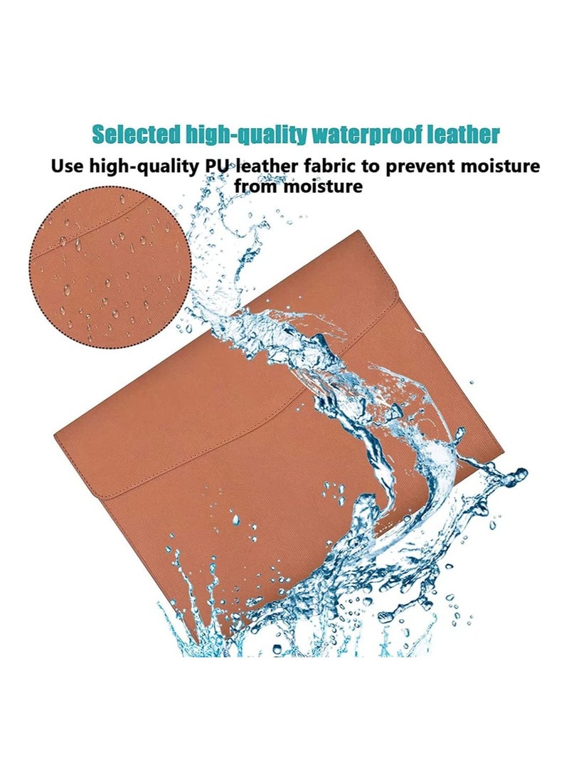 KASTWAVE - Files Wallets, A4 Popper Wallet Leather File Document Folder Paper Storage Bag Portable Document Organizer Waterproof Document Wallet for Travel Meeting Business Office (Brown) - Image 1